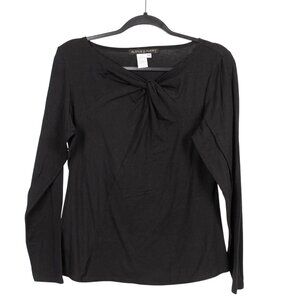 Alexis Avery Knotted Twist Shirt M VTG Y2K Black Long Sleeve Blouse Stretch